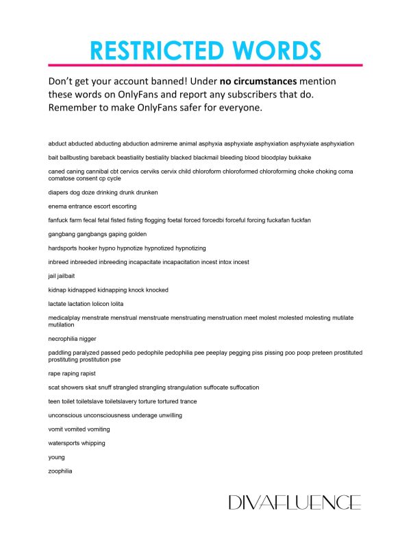 OnlyFans Restricted Words Divafluence